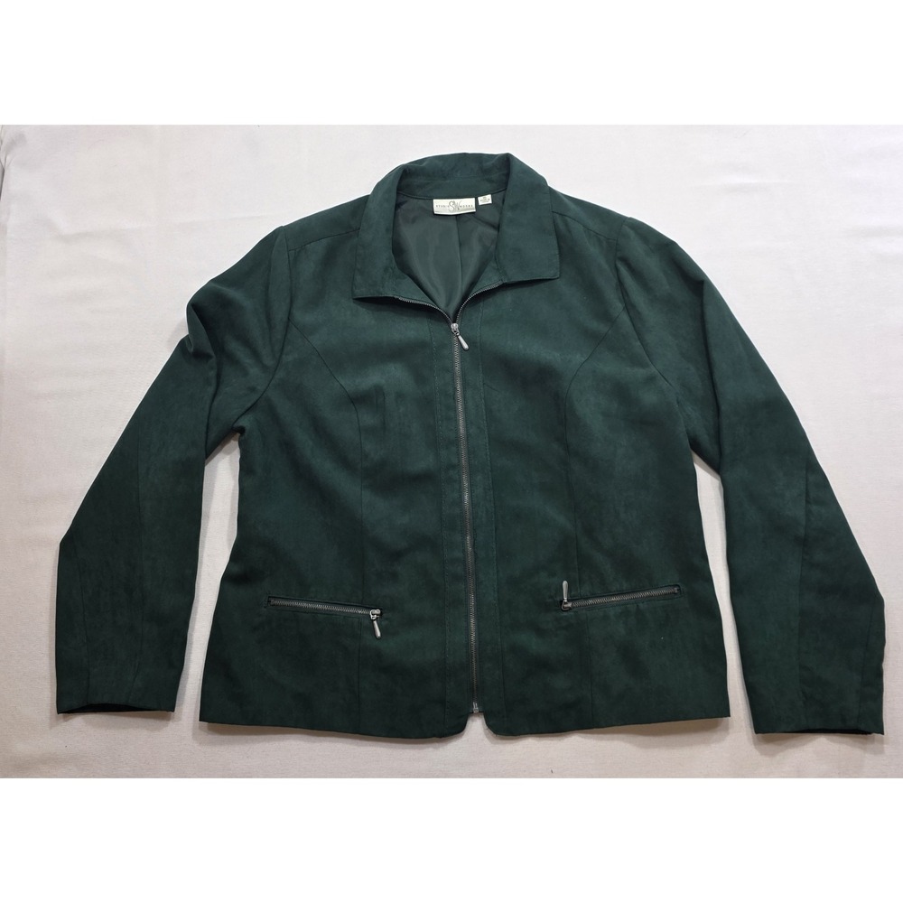 Studio Works Women's Green Faux Suede Jacket. New Without Tags. Size 16